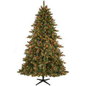   . Pre LitBerkley Fir Tree with Gold Glittered Tips Clear DISCONTINUED