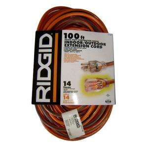 RIDGID 100 ft.Ridgid 14/3 Orange and Gray Extension Cord HD#214 088 at 