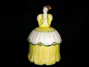   Vintage Decorated Colonial Lady Powder Jar / Original Contents  
