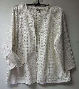 CHICOS PRACTICALLY PERFORATED KYLE JACKET ECRU NWT $139 CHICOS 3  16 