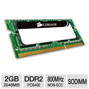 Click to view Corsair PC6400 800MHz 2GB DDR2 SODIMM Laptop Memory 
