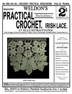 Weldons 2D #182 c.1900 Vintage Crochet Irish Lace Work  