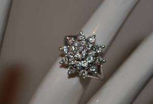   White Gold 1ctw Diamond Cluster Ring & Appraisal Value 2K  