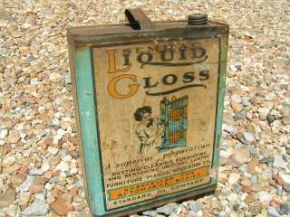SEMDAC LIQUID GLOSS Advertising TIN Standard Oil Co Polish jug 1920s 