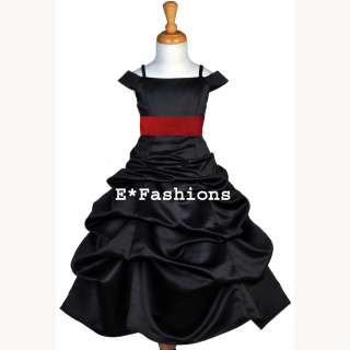 BLACK APPLE RED SPAGHETTI STRAP PAGEANT FLOWER GIRL DRESS 3 4 5 6 7 8 