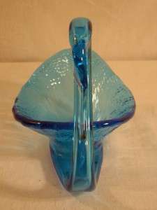 Vtg. Handcrafted Blown Blue Glass Swan Candy Dish / Nice  