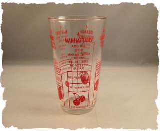 Vintage Federal Barware Cocktail Mixer Recipe Glass  
