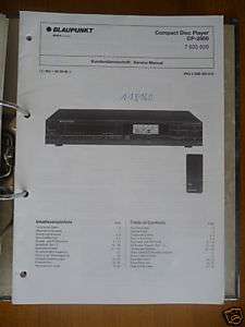 Service Manual Blaupunkt CP 2850 CD Player,ORIGINAL  