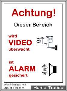 Videoüberwachung Alu Warnschild Schild Hinweisschild  