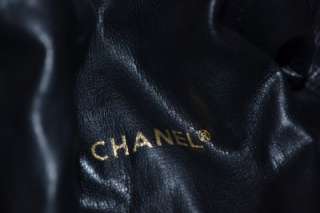Chanel Black Caviar Quilted Drawstring Bucket Bag Purse Handbag 