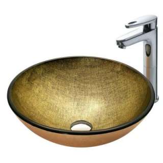 Vigo Bronze and Cooper Round Tempered Glass Vessel Sink and Faucet Set 