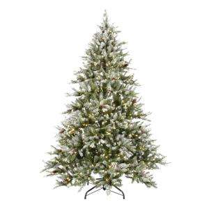 Martha Stewart Living 7.5 ft. Pre Lit LED Snowy Pine Tree with Clear 