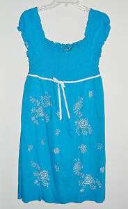 Girls Summer Peasant Style Dress Blue Plus Size 16 1/2 New  