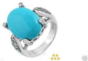 10.55 CTW Turquoise, Diamond & Aquamarine 14K WG Ring  