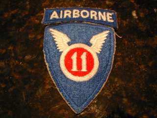 WWII U.S. 11th Airborne Division Patch With Airborne Tab.  