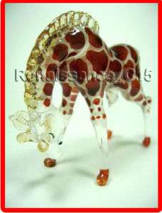 Figurine Animal Hand Blown Glass 1 Giraffe #7  