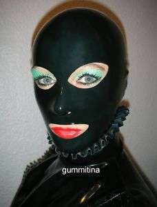 Latex / Gummi Maske schwarz / mask hood / Theater  