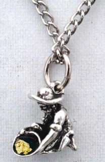 Miner Necklace Sterling Silver, Gold Pan Prospector Ore  