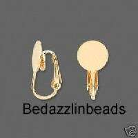 Gold Plated 10mm Flat Pad Clip On Earring Findings  