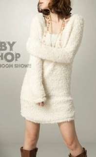 Lovely fluffy poly fur knit sweater tunic dress  