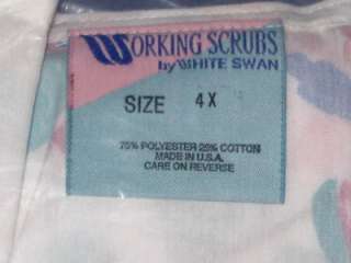   Swan Uniform Nursing or Dental Scrub Jacket Top Sz. 3X 4X Long Sleeve
