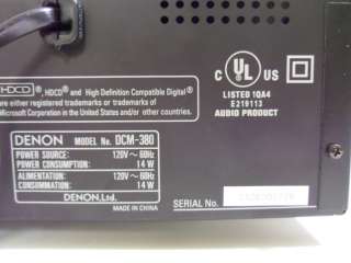 Denon DCM 380 5 Disc CD Player Changer Used N/R  