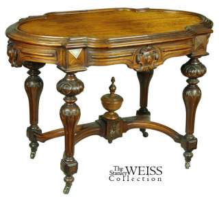 SWC Fine Walnut Rococo Center Table, American, c.1860  