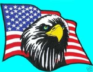 LARGE USA FLAG & BALD EAGLE patriotic moto biker PATCH  