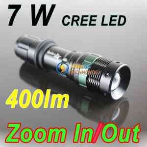   Q5 LED 7W Adjustable Focus Zoom In/Out 3 Modes Flashlight Torch  