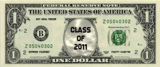 CLASS OF 2011 Novelty U.S. Dollar Bill Bookmark  