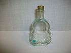 Vintage CELLO Shaped Figural Clear Glass Bottle w/ Gold Metal Lid 3 3 