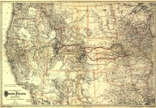 1882 Railroad map of western states Union Pacific  