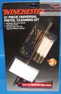Winchester 21 Piece Universal Pistol Cleaning Kit Solid Brass Rods 