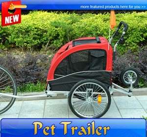 New Double Space Deluxe Pet DOG BIKE Bicycle Trailer STROLLER CARRIER 