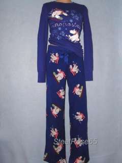 NEW Aeropostale Blue Fleece PJ Pajama Top & Bottom XS  