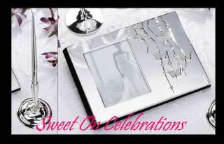 Silver Butterfly Guest Book and Pen Set Wedding Spring Shower 