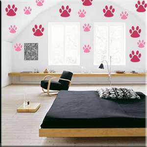 50 Paw Prints Vinyl Wall Decor Dot Stickers One Color  