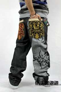 Graffiti Embroidery Mens Hip Hop Jeans Casual Pants Skateboard Pants 