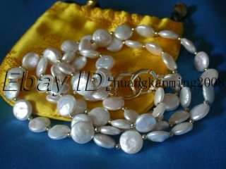 2Strds11 12MM White Akoya Coin Cultured Pearl Necklace  