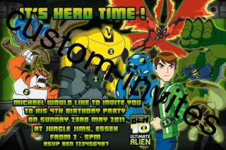 Ben 10 ultimate Alien Personalised party invites  