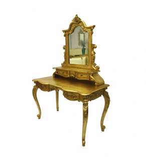 French Furniture Dressing Table & Mirror Gold Boudoir  