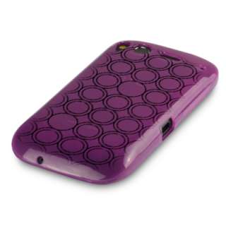 Purple Hydro Gel Case Cover For HTC Desire S + LCD Film  