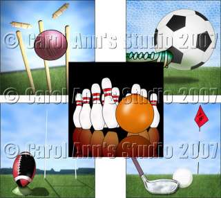 Cricket rugby golf football 3d decoupage cd card making  