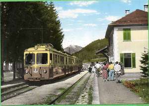 VALLE VIGEZZO DRUOGNO STAZIONE E TRENO 1955 BELLA     