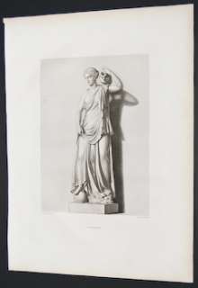 Aine 1829 Musee Francais FOLIO Antique Statue Engraving. A Nymphe. 52 
