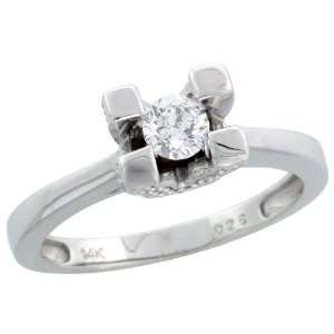 14k White Gold Diamond Solitaire Ring, w/ 0.46 Carat Brilliant Cut 
