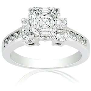  1.30 Ct Asscher Cut Classic Four Diamond Engagement Ring 