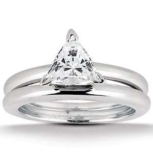   Ring Bridal Set Triangle Prong 14k White Gold DALES Jewelry