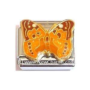    Golden Brown Butterfly Italian Charm Bracelet Jewelry Link Jewelry