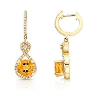  Kay 2 3/4ct Citrine and 3/8ct White Diamond Twisted Drop Earrings 